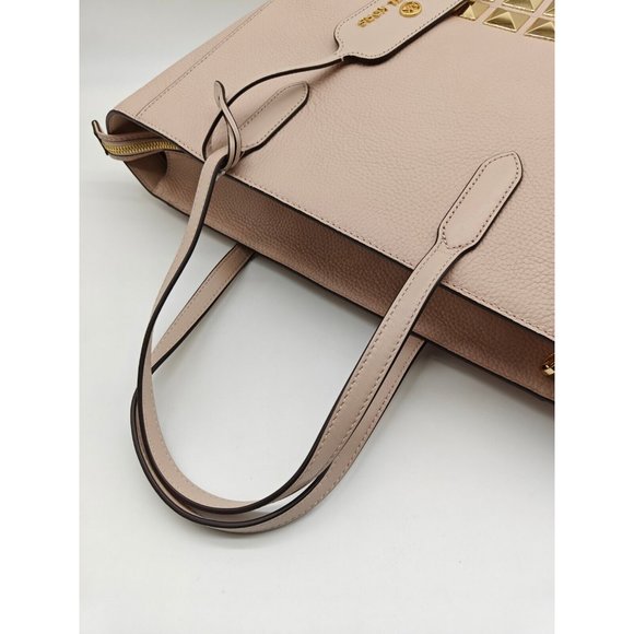 MICHAEL KORS Sinclair East West large studs leather medium tote bag - PINK - Picture 9 of 14